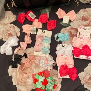 Lot of 14 bow headbands and 4 bows